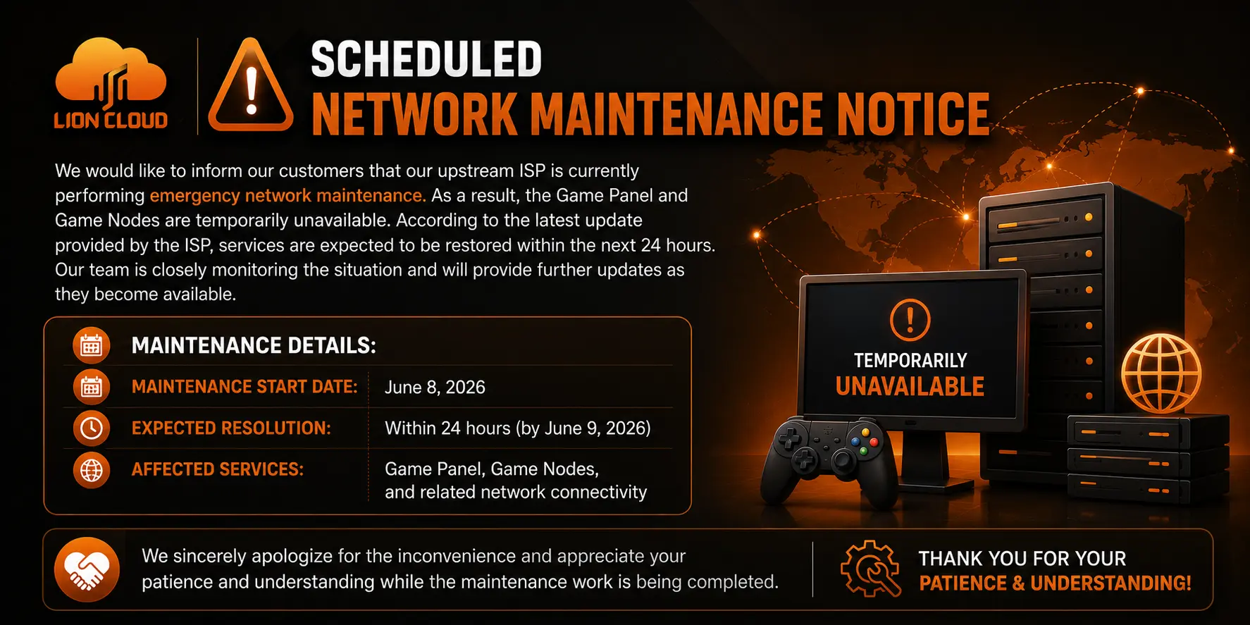 ISP Maintenance Update: Temporary Service Disruption