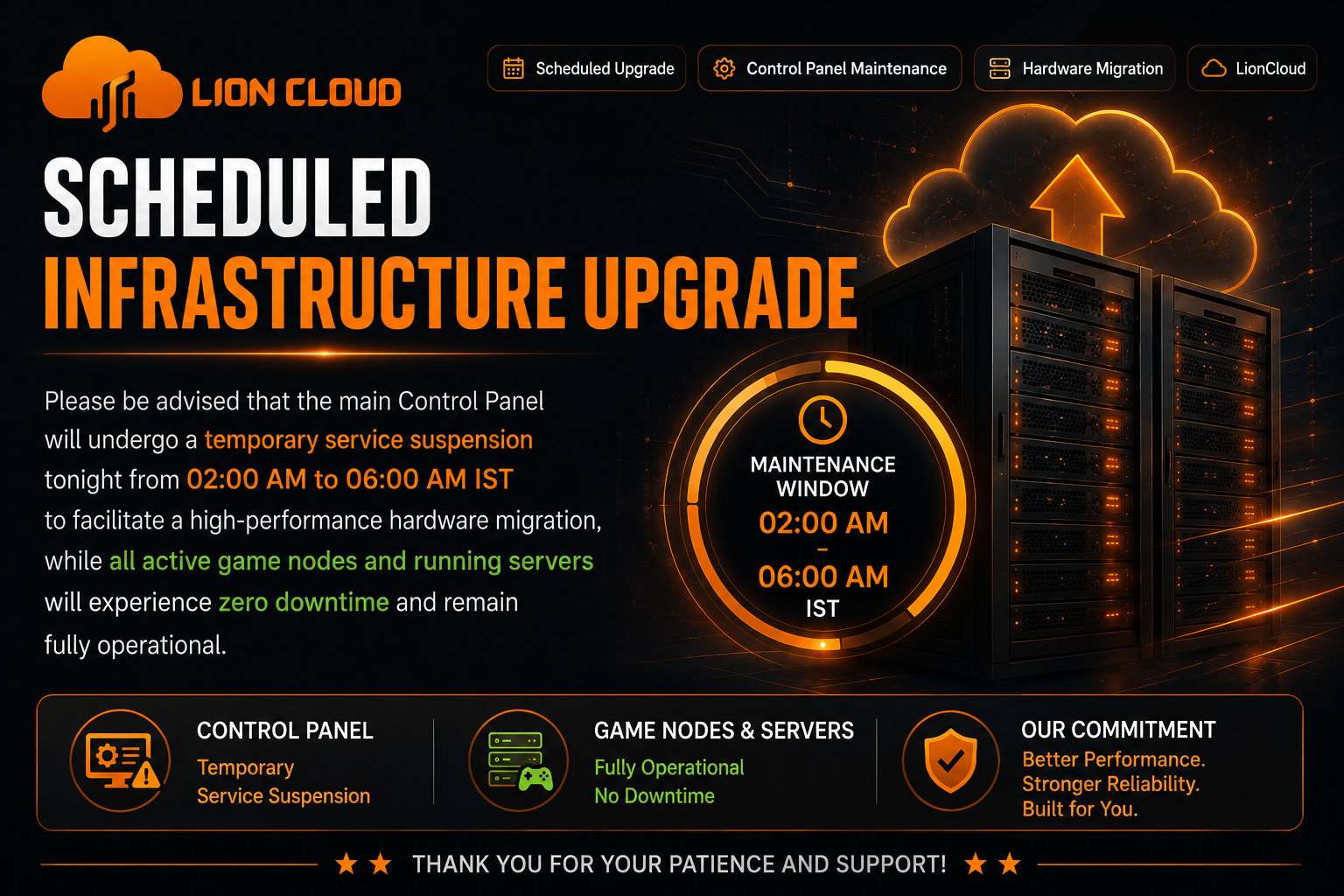 Scheduled Hardware Migration: Control Panel Service Advisory