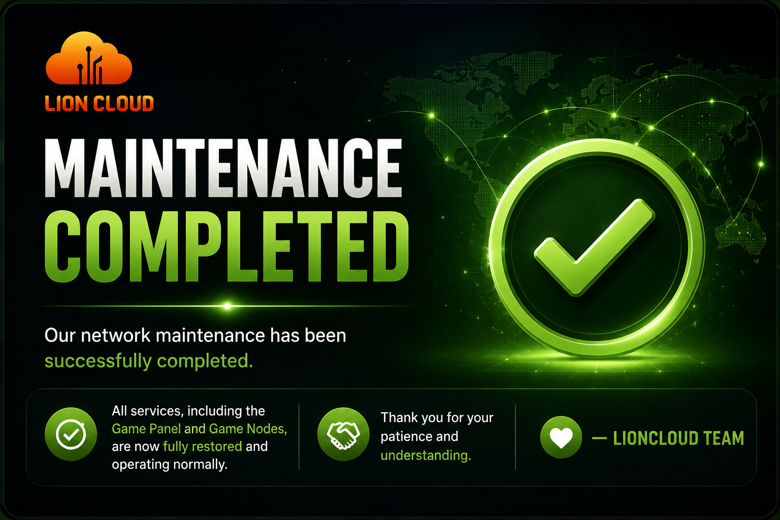 ISP Maintenance Completed: All Services Restored